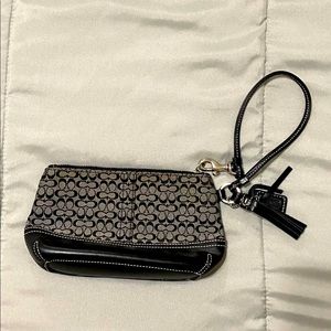Coach Black Black & Grey Wristlet